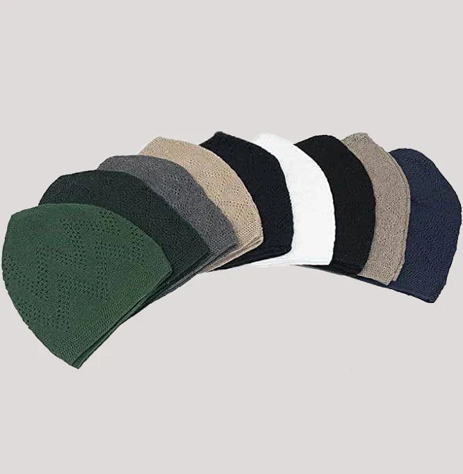 Premium Jali Prayer Caps – Pack of 6 | Asma-ul-Husna